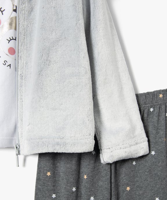 Ensemble nuit fille avec veste peluche, tee-shirt et pantalon imprimé vue2 - GEMO (ENFANT) - GEMO