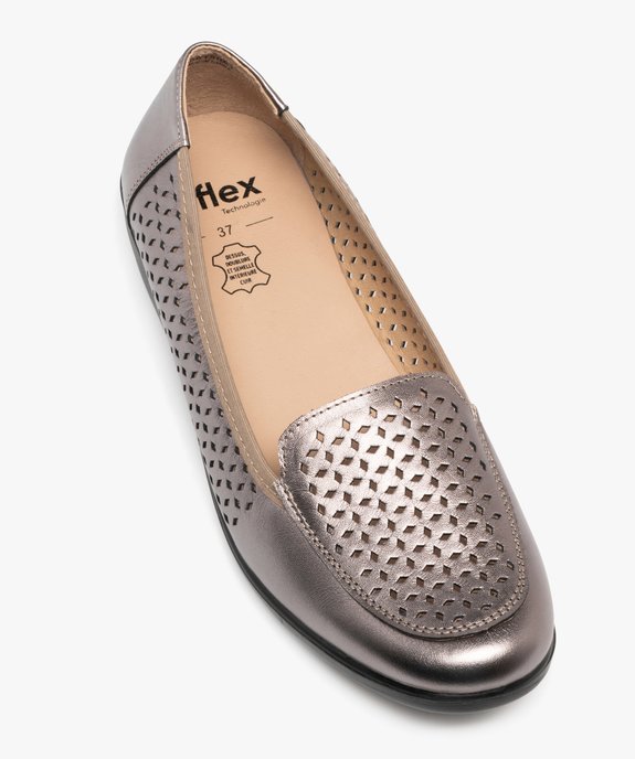 Mocassins confort en cuir à tige ajouré et petit talon compensé femme vue5 - G'FLEX - GEMO