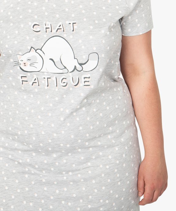 Chemise de nuit à manches courtes avec motifs femme grande taille vue2 - GEMO 4G FEMME - GEMO