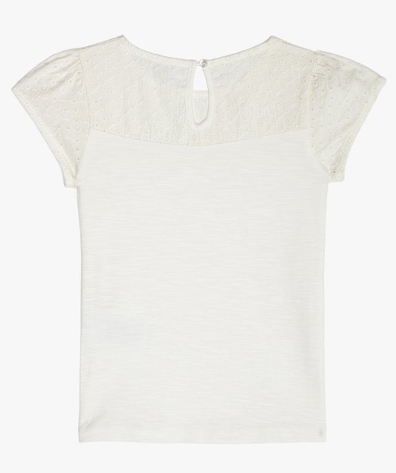 Tee-shirt fille avec haut en broderie anglaise vue4 - GEMO (ENFANT) - GEMO