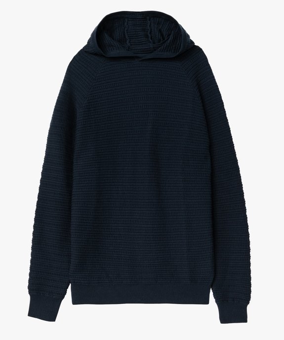 Pull à capuche en maile fantaisie homme vue4 - GEMO 4G HOMME - GEMO