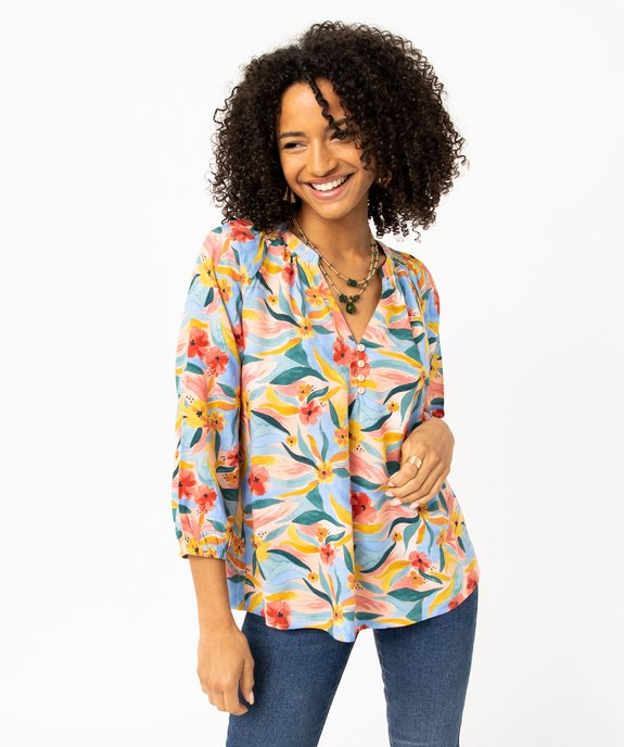 Blouse fluide imprimée à manches 3/4 femme vue2 - GEMO 4G FEMME - GEMO