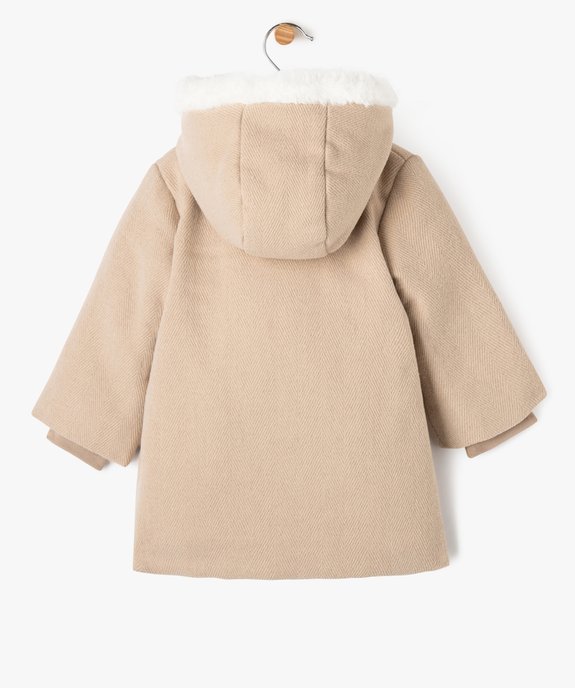 Manteau à capuche avec doublure peluche bébé fille vue4 - GEMO 4G BEBE - GEMO