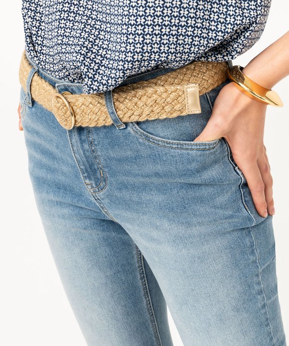 Jean 7/8ème coupe slim avec ceinture tressée femme vue2 - GEMO(FEMME PAP) - GEMO