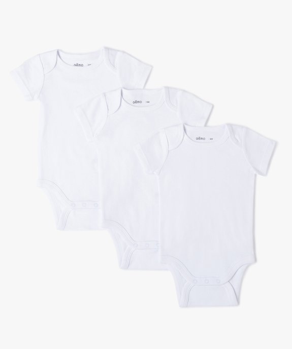 Bodies bébé manches courtes (lot de 3) 100% coton biologique vue1 - GEMO 4G BEBE - GEMO