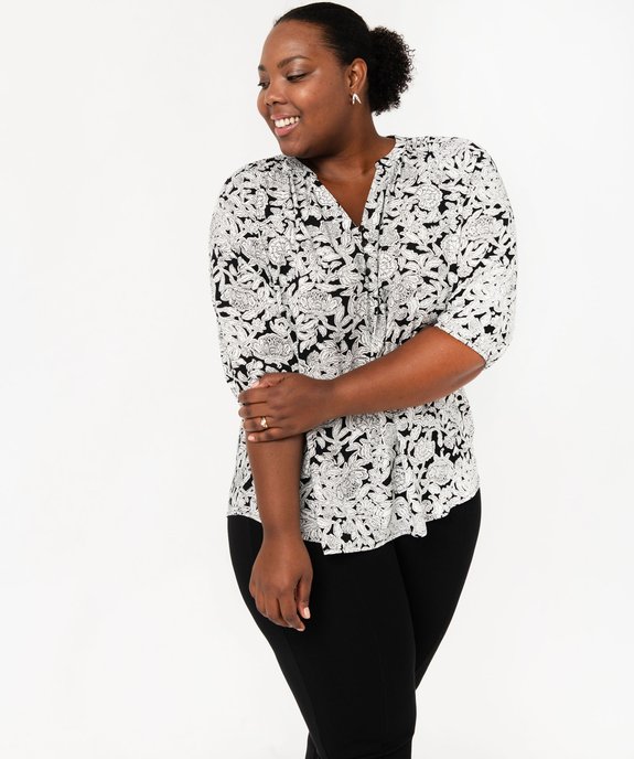 Blouse imprimée à manches 3/4 femme grande taille vue2 - GEMO 4G GT - GEMO