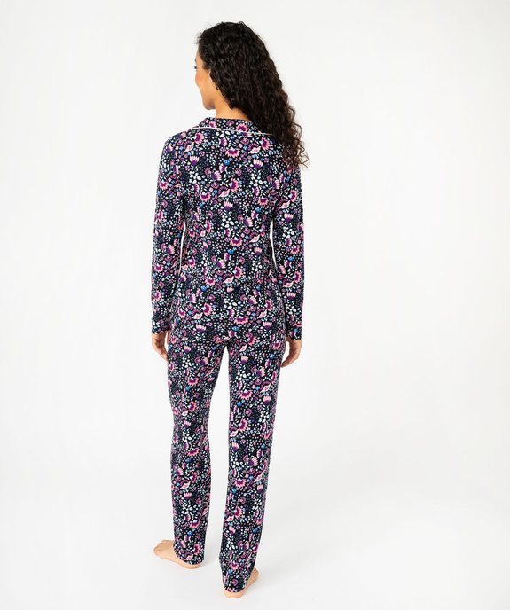 Pyjama deux pièces femme : chemise et pantalon vue3 - GEMO 4G FEMME - GEMO