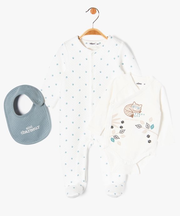 Ensemble layette 3 pièces bébé garçon vue1 - GEMO(BB COUCHE) - GEMO