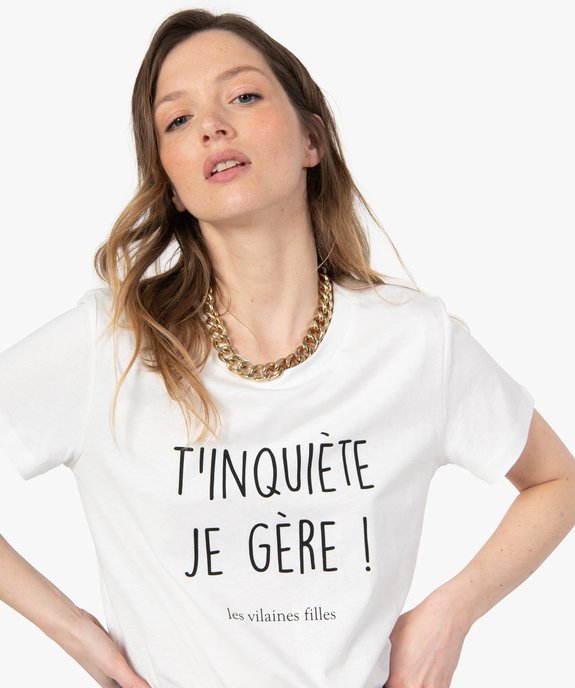 Tee-shirt femme à message fantaisie - GEMO x Les Vilaines filles vue2 - GEMO(FEMME PAP) - GEMO