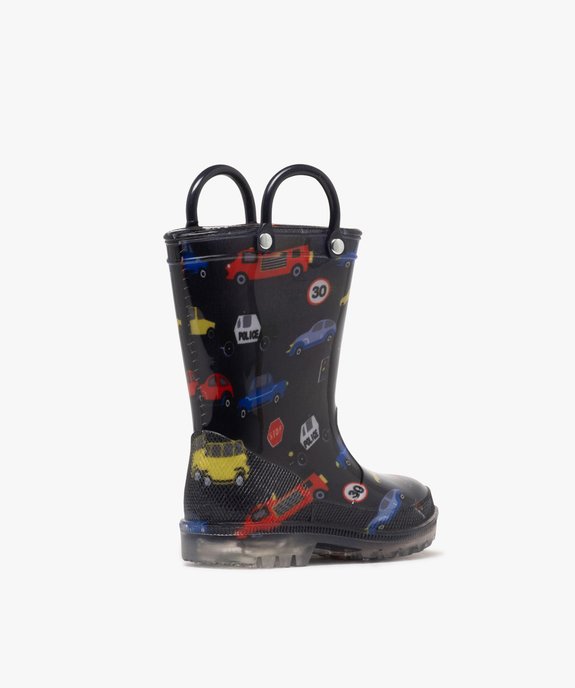 Bottes de pluie imprimée à anses et semelle crantée lumineuse garçon vue10 - BUGGY - GEMO