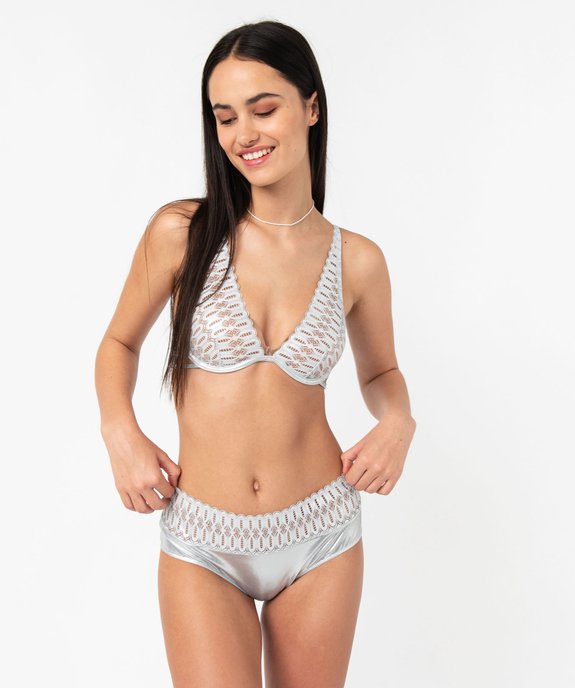 Soutien-gorge corbeille en matière scintillante et dentelle femme vue3 - GEMO(HOMWR FEM) - GEMO