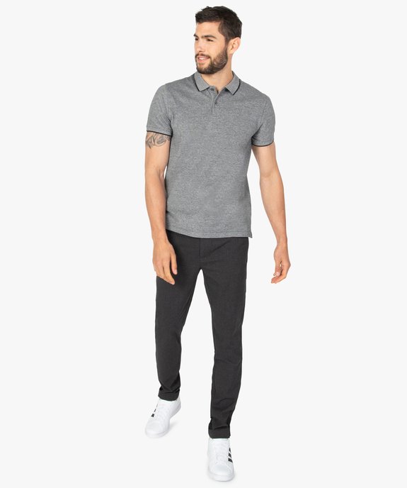 Polo homme en maille piquée chinée 100% coton biologique vue5 - GEMO 4G HOMME - GEMO