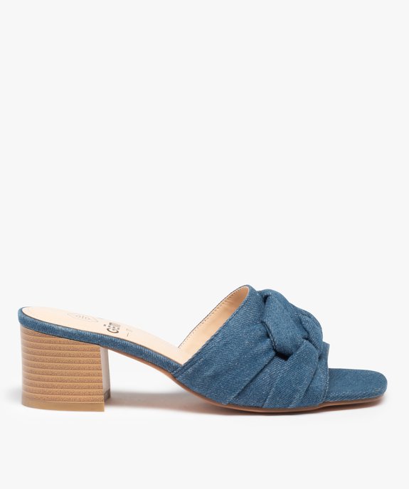 Mules femme à talon dessus tressé en denim vue2 - GEMO(URBAIN) - GEMO