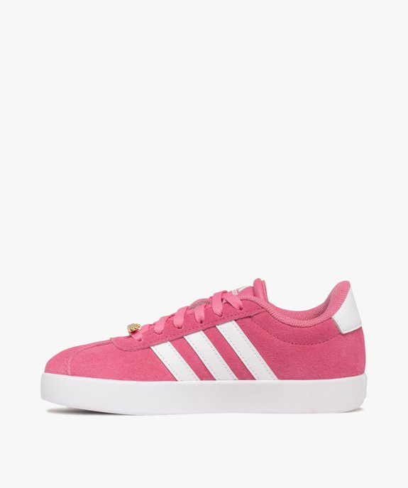 Baskets fille dessus en cuir suédé et à lacets avec bijou doré VL Court - Adidas vue3 - ADIDAS - GEMO