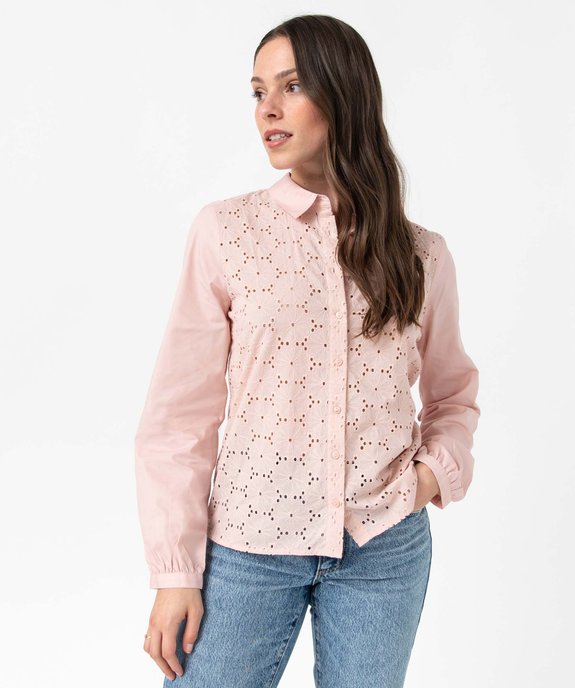 Chemise femme en broderie anglaise ajourée vue2 - GEMO(FEMME PAP) - GEMO