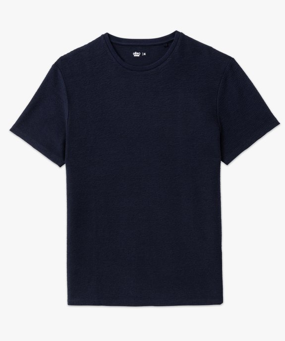 Tee-shirt à manches courtes en maille texturée aspect rayé homme vue4 - GEMO 4G HOMME - GEMO