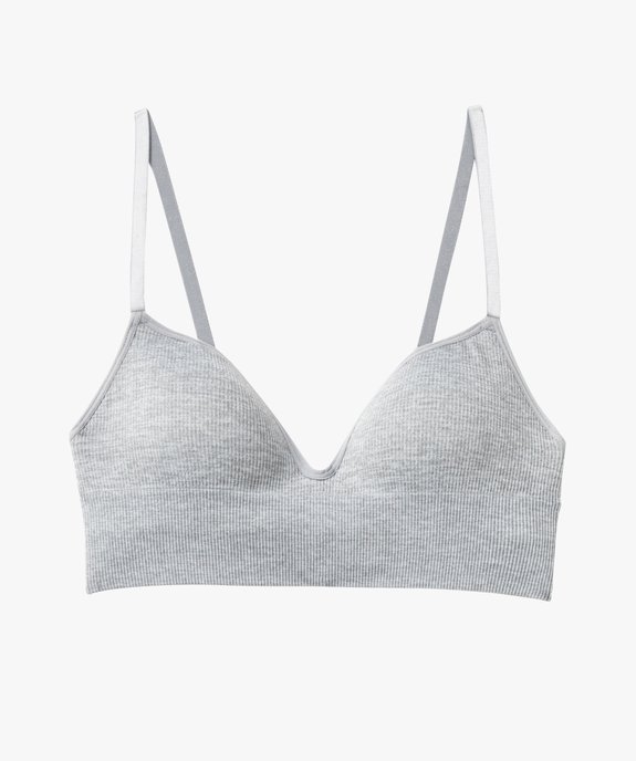 Brassière push-up en maille côtelée à fines bretelles vue4 - GEMO 4G FEMME - GEMO