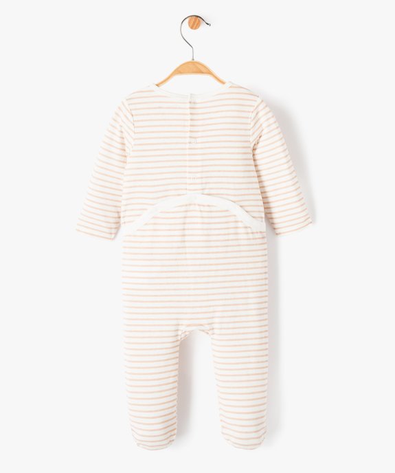 Pyjama bébé à pont-dos en coton rayé avec motif vue4 - GEMO(BB COUCHE) - GEMO