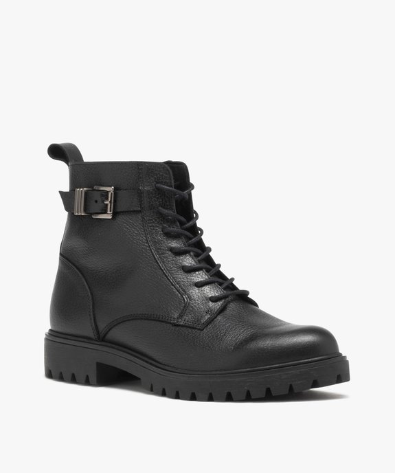 Boots femme en cuir uni et souple à lacets - Taneo  vue2 - TANEO - GEMO