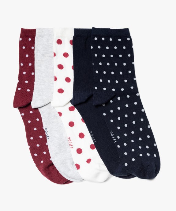 Chaussettes femme à motifs pois (lot de 5) vue1 - GEMO 4G FEMME - GEMO