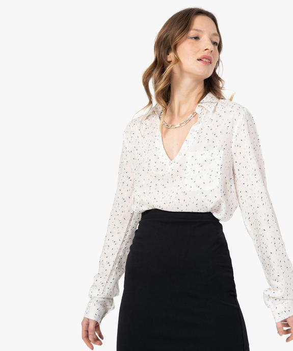 Blouse femme fluide à motifs et col v à boutons vue1 - GEMO(FEMME PAP) - GEMO