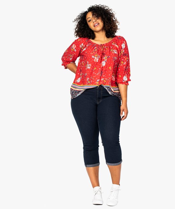 Pantacourt femme grande taille coupe slim en denim stretch vue5 - GEMO (G TAILLE) - GEMO