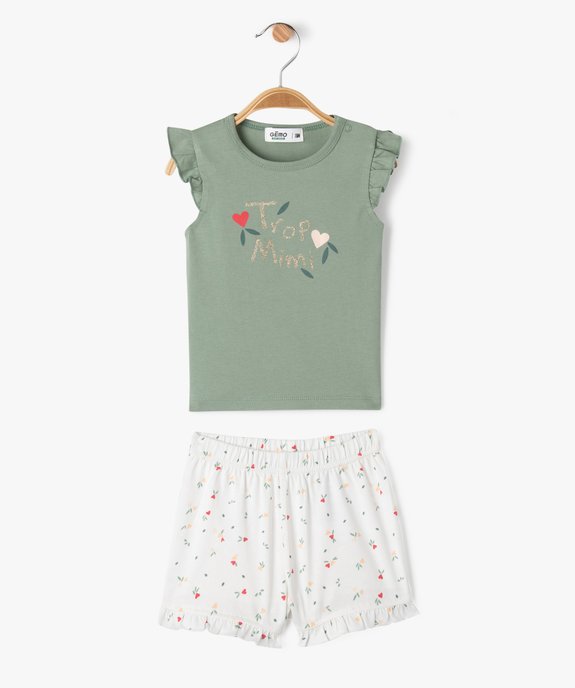 Pyjashort 2 pièces avec motifs coeurs bébé fille vue1 - GEMO 4G BEBE - GEMO