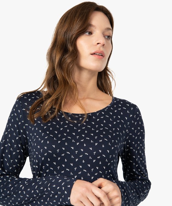 Chemise de nuit à manches longues femme vue2 - GEMO 4G FEMME - GEMO