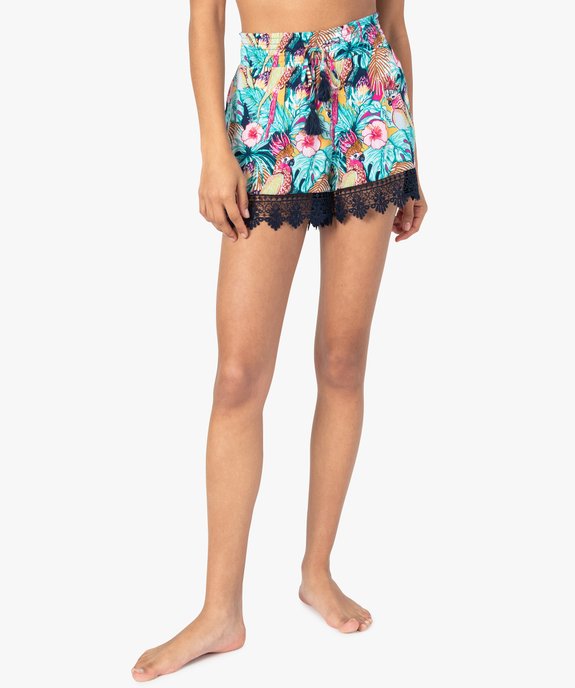 Short de plage avec finitions brodées femme vue1 - GEMO 4G FEMME - GEMO