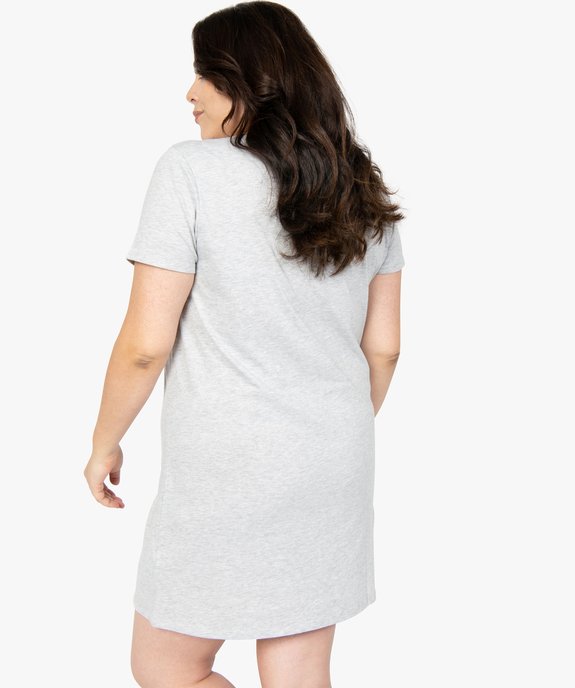 Chemise de nuit à manches courtes avec motifs femme grande taille vue3 - GEMO 4G FEMME - GEMO