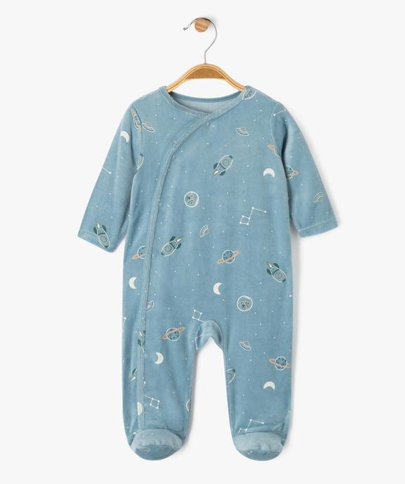 Pyjama en velours dors-bien motifs cosmiques bébé vue1 - GEMO 4G BEBE - GEMO