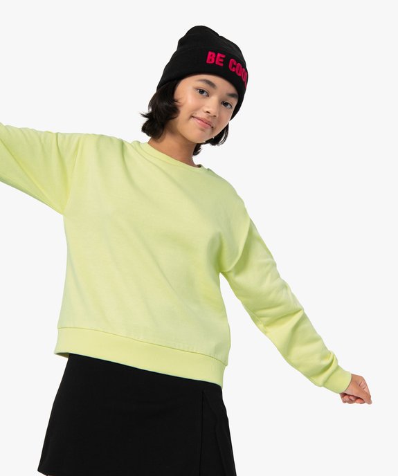 Sweat fille uni avec intérieur molletonné vue1 - GEMO (JUNIOR) - GEMO