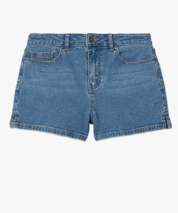 Short en jean coupe large fendu sur les côtés femme vue4 - GEMO 4G FEMME - GEMO