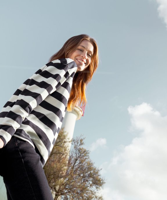 Look sweat rayé et jean bootcut brut femme - GEMO