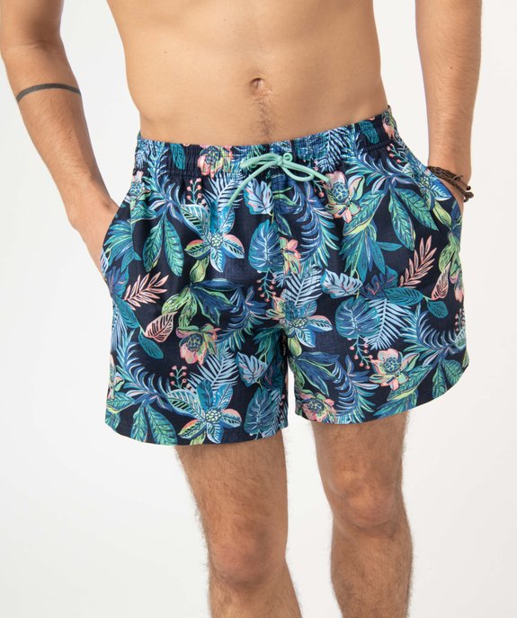 Short de bain homme imprimé feuillage vue5 - GEMO (PLAGE) - GEMO