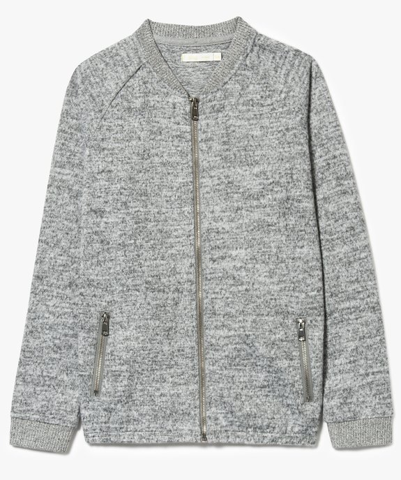 Sweat zippé gris chiné vue2 - GEMO (JUNIOR) - GEMO