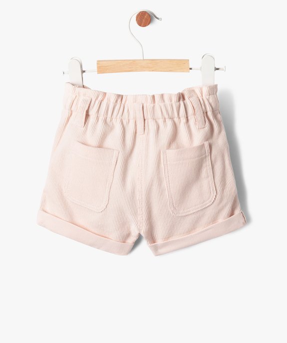 Short ample à revers en velours côtelé bébé fille vue3 - GEMO(BEBE DEBT) - GEMO