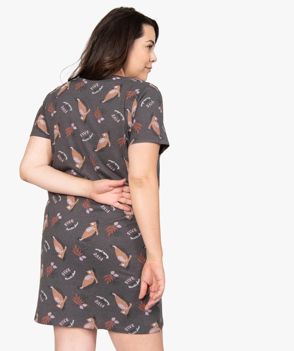 Chemise de nuit à manches courtes avec motifs femme grande taille vue3 - GEMO 4G FEMME - GEMO