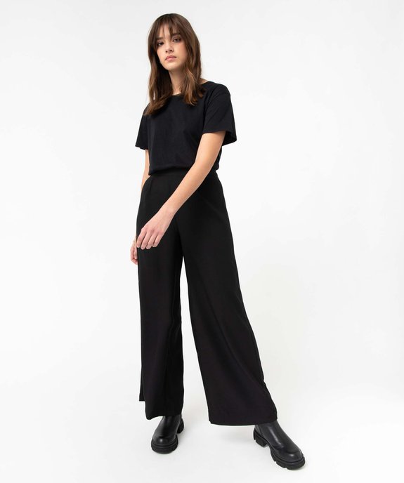 Pantalon femme coupe large avec bandes satinées sur les côtés vue5 - GEMO(FEMME PAP) - GEMO