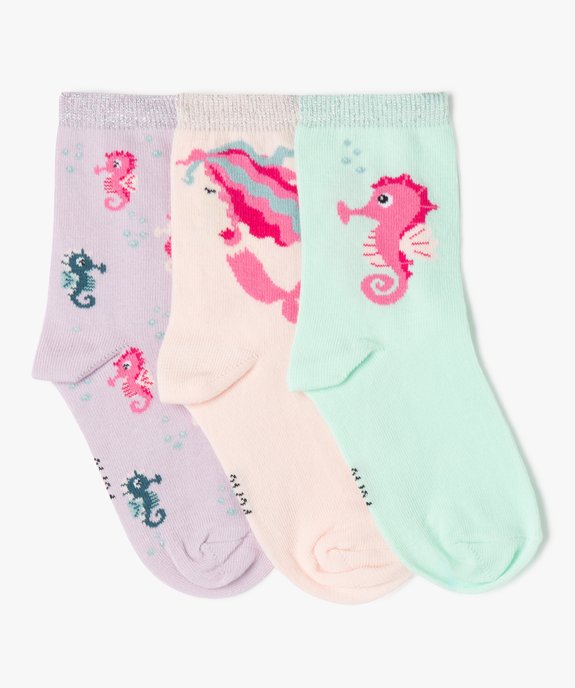 Chaussettes tige haute imprimées fille (lot de 3) vue1 - GEMO (ENFANT) - GEMO