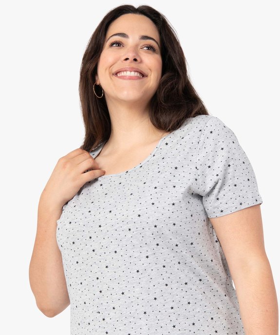 Chemise de nuit à manches courtes avec motifs femme grande taille vue2 - GEMO 4G FEMME - GEMO