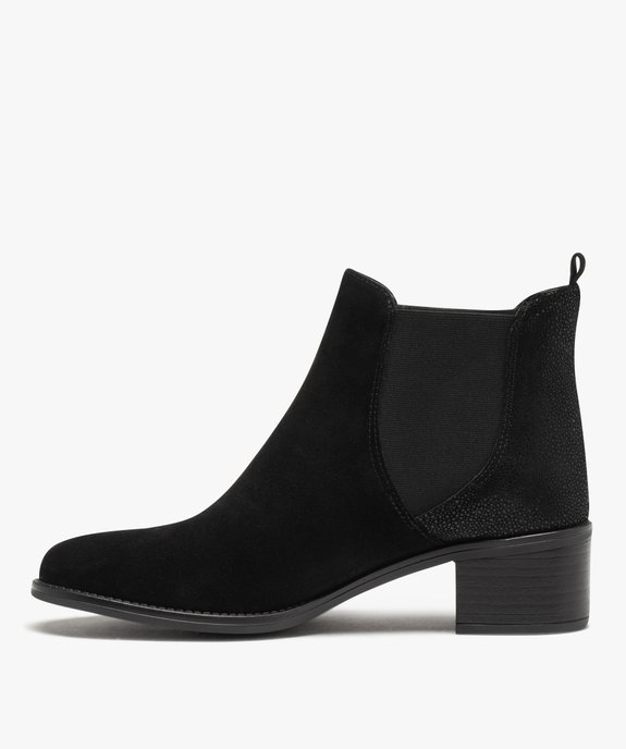 Chelsea boots dessus cuir à petit talon femme vue3 - TANEO - GEMO