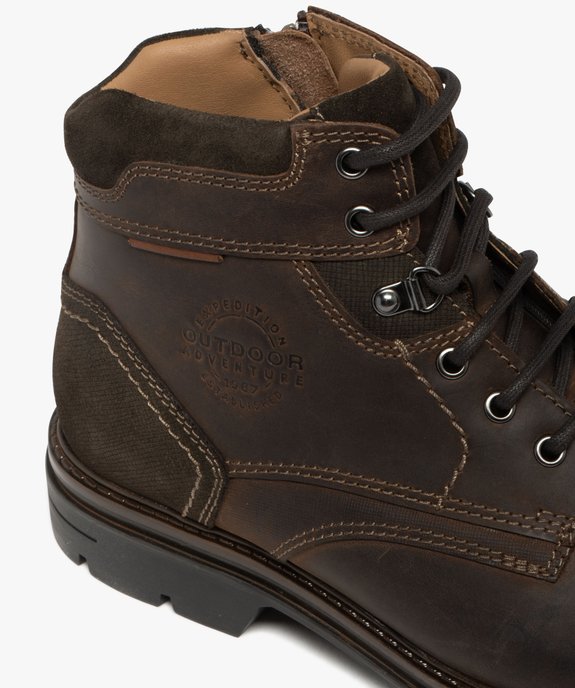 Boots homme dessus en cuir avec col suédé et semelle crantée vue7 - URBAN STEPS - GEMO