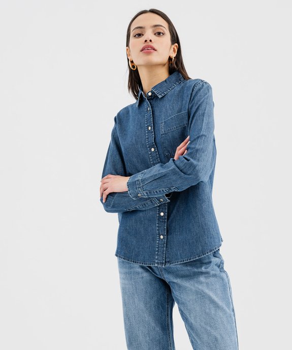 Chemise en denim fluide femme  vue1 - GEMO(FEMME PAP) - GEMO