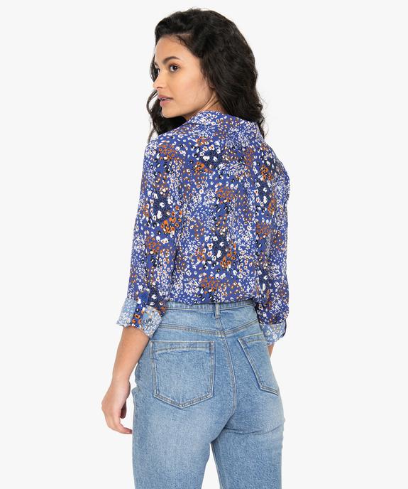 Blouse femme fluide à motifs et col v à boutons vue3 - GEMO(FEMME PAP) - GEMO