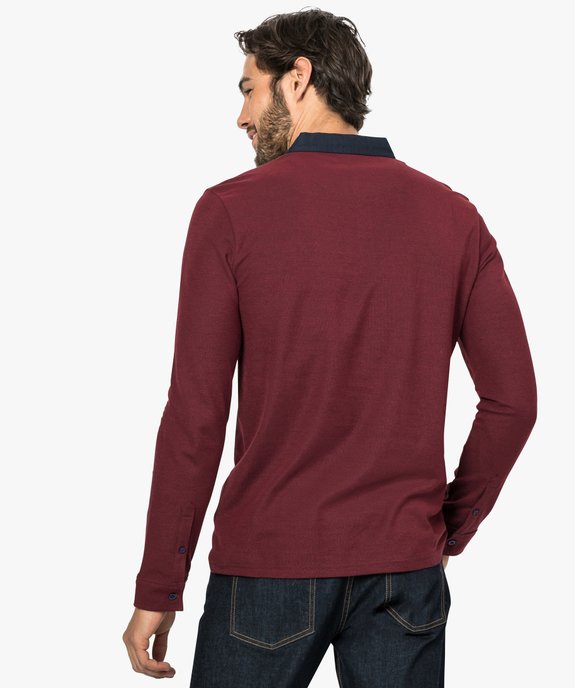 Polo homme à col chemise contrastant vue3 - GEMO (HOMME) - GEMO