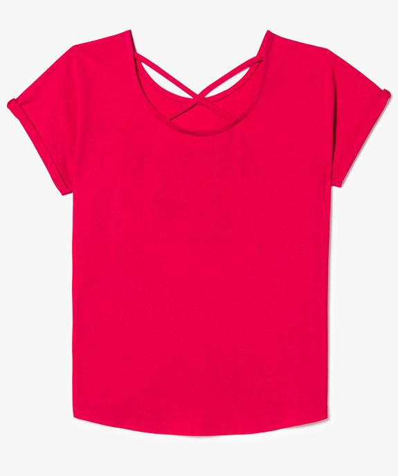 Tee-shirt avec motif pailleté et dos fantaisie vue2 - GEMO (JUNIOR) - GEMO