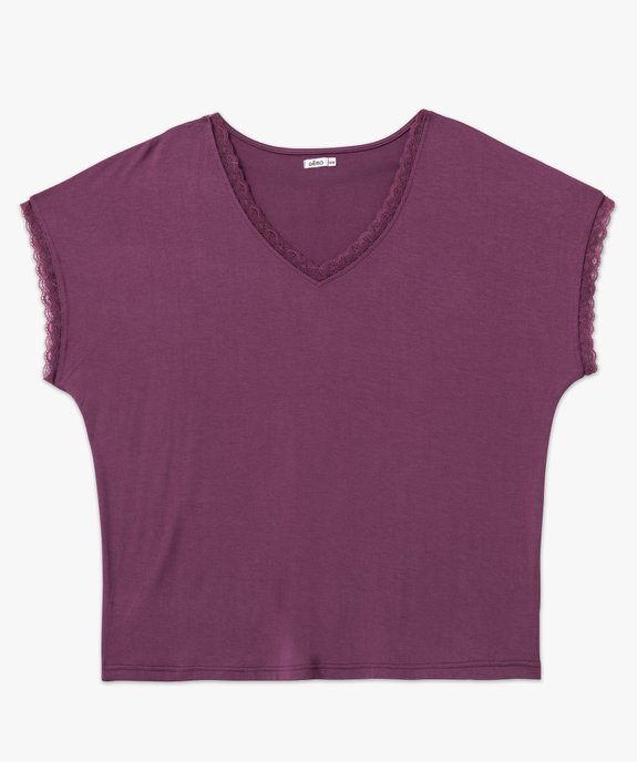 Tee-shirt à manches courtes à col V femme grande taille vue4 - GEMO 4G GT - GEMO