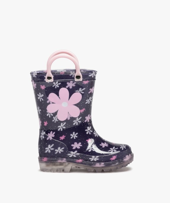 Bottes de pluie bébé fille à anses et semelle lumineuse motif fleuri vue1 - LOVELY WINGS - GEMO