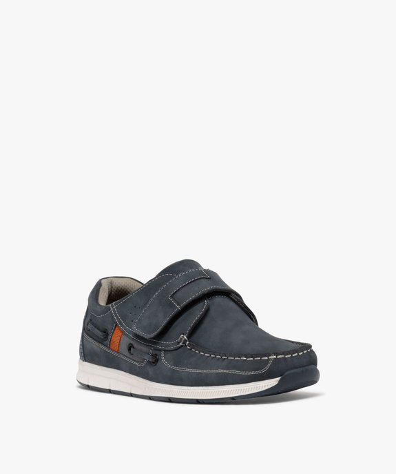 Chaussures bateau homme confort dessus en cuir uni et à scratch vue7 - G'FLEX GEMO FOR GOOD - GEMO